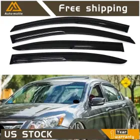 Ml997220le Antuko Window Vent Visor Sun Rain Guard Glossy Smoked Tinted For Honda Accord 2008-2012