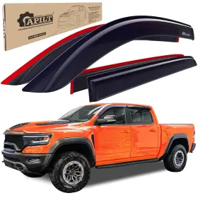 2513 Apilt Outside-mount Rain Guards Window Visors For 2019-2024 Dodge Ram 1500 Crew Cab