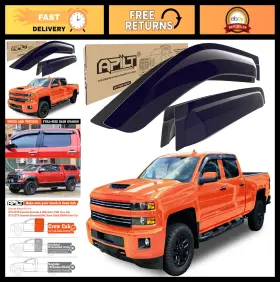 Apilt 734667318450 Large Rain Guards For Chevy Silverado Gmc Sierra Crew Cab Window Visors 4pc