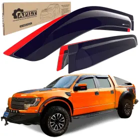 A653-1 Apilt Large Rain Guards Window Vent Visors For 2009-2014 Ford F-150 Supercrew And 201