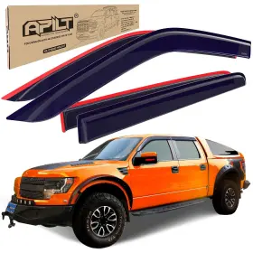 A659 Apilt Outside-mount Rain Guards Window Visors For 2009-2014 Ford F-150 Supercrew And