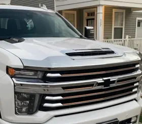 622187 Auto Ventshade Avs Chrome Aeroskin Hood Protector Bug Shield Deflector For 20-25 Silverado2500 3500