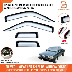 Armm-06-005-025-23-004 Bd A Silver Weather Shield Visor Rain Guard For Toyota Hilux Pickup 89-96 Ex Cab