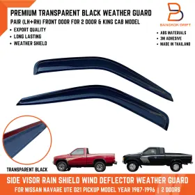 Armm-06-092-025-20-012 Bd Uni Transparent Black Fr Door Weather Shield Rain Wind Guard For Nissan D21 Pickup