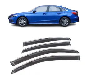 Chrom-civic23 Bggtyrsd 4pcs Window Visors Rain Guards Deflectors Fits Honda Civic 2022 2023 Smoke Ch