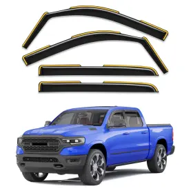 3-q04 Breejoy In-channel Window Rain For 2019-2026 Dodge Ram 1500 Crew Cab Black