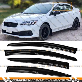 36753 Bulbxpert For 17-23 Subaru Impreza Sedan M Style 3d Wavy Window Visor Rainguard Deflector