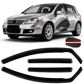 Chykorla 0409mk5 4pcs In Channel Rain Guards For 2004-2009 Golf Mk5 Hatchback Smoke Tinted