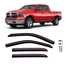 Cmvt Auto 379mv-dr0918-n Rain Guards For 2009-2018 Dodge Ram 1500 Crew And Mega Cab Dark Smoke 2010-2025