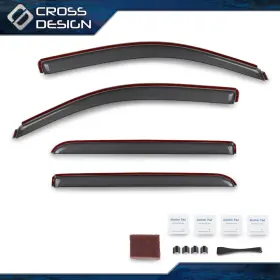 Big042801 Crossdesign In-channel Window Visor Fits 2014-2018 Chevy Silverado And Gmc Sierra Extended Cab