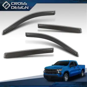 Big060803 Crossdesign In-channel Rain Guards Window Visor Fits 2019-2026 Chevy Silverado Crew Cab Big060803 Crossdesign In-channel Rain Guards Window Visor Fits 2019-2026 Chevy Silverado Crew Cab