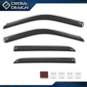 Big2026052908 Crossdesign Window Visors Vent Rain Guards Deflector Fits 09-25 Dodge Ram 1500 2500 Crew Cab