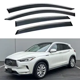 Wv-ifqx5019-ch Cuztom Tuning Premium Luxury Smoke Tinted Window Visor Rain Guard With Clips And Chrome Trim Com