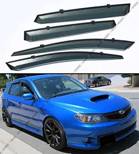 Wv-impreza09up Cuztom Tuning Jdm Clip-on Smoke Tinted Window Visor Vent Weather Guard Compatible With Fits