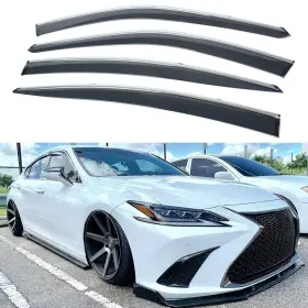 Wv-lexes2019-ch Cuztom Tuning Vip Smoke Tinted Chrome Trim Clip-on Window Visor Rain Guard Deflector Replac