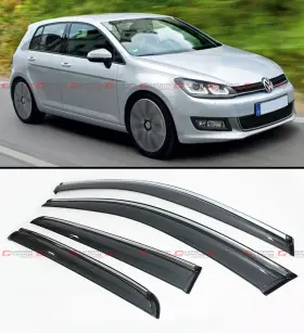 3226 Cuztomtuning Chrome Trim Smoke Tinted Window Visor With Clip For 2015-2021 Vw Mk7 Golf Gti R