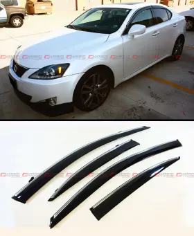 3659 Cuztomtuning For 2006-2013 Lexus Is250 Is350 Is-f Vip Style Clip On Smoke Tinted Window Visor