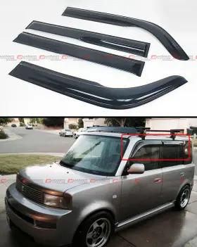 65465 Cuztomtuning Jdm Wavy Style Smoked Window Visor Rain/sun Vent Shade For 2003-2007 Scion Xb Bb