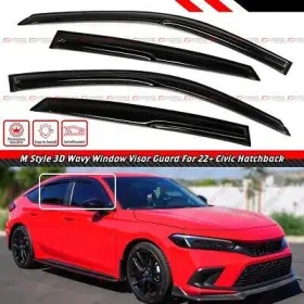 711840 Cuztomtuning For 22-25 Honda Civic Hatchback Fl1 Fl2 M Style 3d Wavy Window Visor Rain Guard