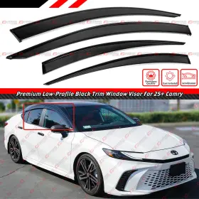 Cuztomtuning 9th Xv80 For 2025 Toyota Camry Premium Jdm Low Profile Black Trim Window Visor Rain Guard