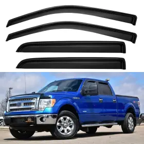Cvv-046-c Cxdar Window Rain Guards For 2009-2014 Ford F150 Supercrew Dark Smoke Tinted