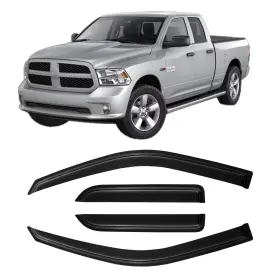 Cvv-237 Cxdar Window Rain Guards Visors 2009-2018 Dodge Ram 1500 Quad Cab Deflectors 09-18