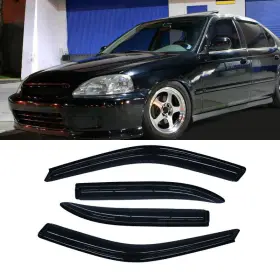 Hc94241vv D&o Motor Sun/rain Guards Window Visors For 96-00 Honda Civic 4-door Sedan Vent Shade 4pc