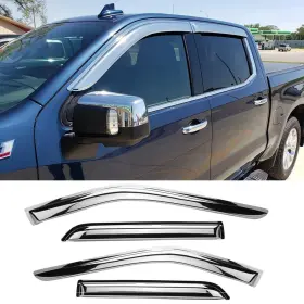 Dbx-94710y Deebior Chrome Side Window Visor Wind Vent Deflector 4pcs Outside Mount Style Shade S Dbx-94710y Deebior Chrome Side Window Visor Wind Vent Deflector 4pcs Outside Mount Style Shade S