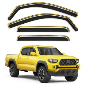 5-q05 Deejecsun In-channel Window Rain 2016-2023 Toyota Tacoma Double Cab Black