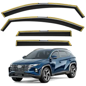 Deejecsun 5-q24 Window Rain Guards 4pc Fit 2022-2026 Hyundai Tucson Black Durable 2023