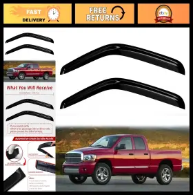 Dfyd-031 Dimflux 2pc Rain Guards For 02-08 Dodge Ram 1500 03-09 2500 3500 Single Cab Vent Visors