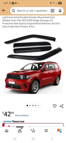 Wv94267 Dodge Durango 2011-2025 Window Visors