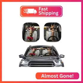 20d6-11-121 Dreaweet Funny Animal Car Windshield Sun Shade Foldable 2 Piece Front Window