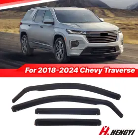 706315615 Dtangor In-channel Gloss Blk Rain Guards Vent Visors Shade For 18-23 Chevrolet Traverse