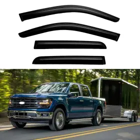 Eiuhmou 635393595637 Window Visor Vent Guards Wind Rain Shield Fit For 2015-2024 Ford F150 Super D