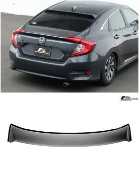 Eos-dwv-v298 Eos Visors For 16-21 Honda Civic Sedan Jdm Tape-on Tinted Black Rear Roof Window Visor