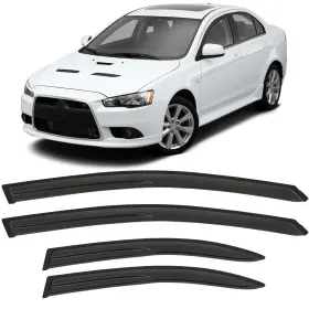 Fl1091097116766711t Flatroad Sun/rain Guard Outside Mount Tape-on Window Visors For 08-17 Mitsubishi Lancer