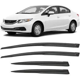 Fl1091097316767211t Flatroad Sun/rain Guard Tape-on Window Vent Shade Visors For 12-15 Honda Civic Sedan
