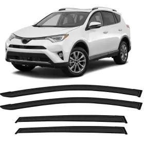 Fl1091098516769511t Flatroad Sun/rain Guard Outside Mount Tape-on Window Visors For 2013-2018 Toyota Rav4