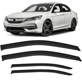 Fl1159709010355811t Flatroad Sun/rain Guard Outside Mount Tape-on Window Visors For 13-17 Honda Accord Sedan