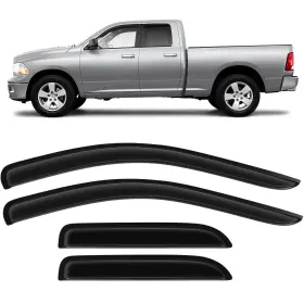 Fl1159732716662211t Flatroad Rain Guard Tape-on Window Visor Vent For 02-09 Ram 1500 2500 3500 Quad Cab