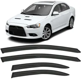 Fl1159811316766711t Flatroad Sun/rain Guard Outside Mount Tape-on Window Visors For 08-17 Mitsubishi Lancer