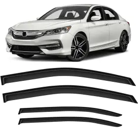 Fl963344310355811t Flatroad Sun/rain Guard Outside Mount Tape-on Window Visors For 13-17 Honda Accord Sedan