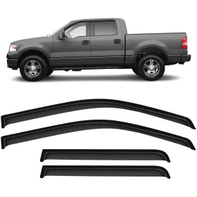Fl963345210353811t Flatroad Sun/rain Guard Outside Mount Tape-on Window Visors For 04-08 Ford F150 Crew Cab