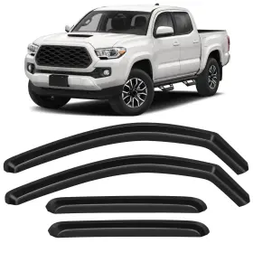 Fl963345310353711t Flatroad Guard Outside Mount Tape-on Window Visor For 05-15 Toyota Tacoma Double Cab