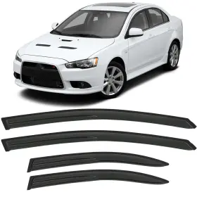 Fl984827816766711t Flatroad Sun/rain Guard Outside Mount Tape-on Window Visors For 08-17 Mitsubishi Lancer