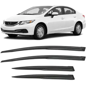 Fl984829516767211t Flatroad Sun/rain Guard Tape-on Window Vent Shade Visors For 12-15 Honda Civic Sedan