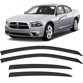 Fl984832916768111t Flatroad For 11-20 Dodge Charger Sedan Sun/rain Guard Outside Mount Tape-on Window Visors