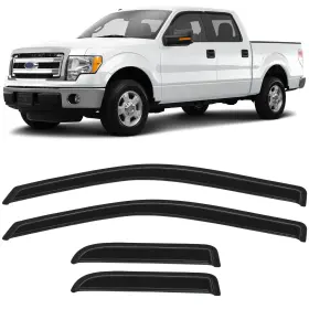 Fl984839116770311t Flatroad Sun/rain Guard Outside Mount Tape-on Window Visors For 04-14 F-150 Extended Cab