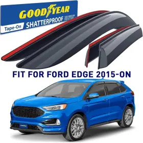 Gy003234lp Ford Side Window Deflectors Visors Rain Guards For 2015-2024 Edge Gift Plates